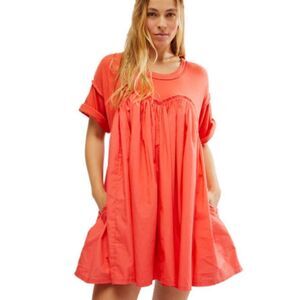 Free People Catalina Mini Dress in Coral Red NWOT